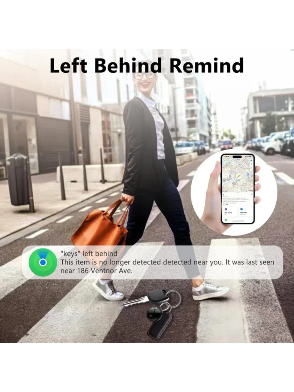 Smart Bluetooth Tracker Tags - 4 Pack, Waterproof, Replaceable Battery, Key